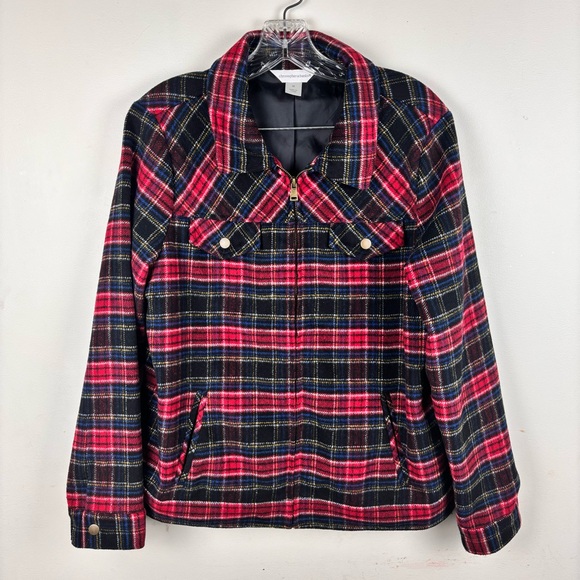 Christopher & Banks/wool blend jacket-Ladies M-EUC-red & black plaid - Picture 9 of 12